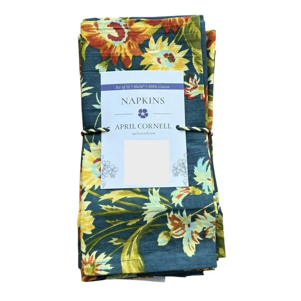 April Cornell Marguerite Floral Tablecloth 60x102 Colorful 12 Napkins 13 PC NEW